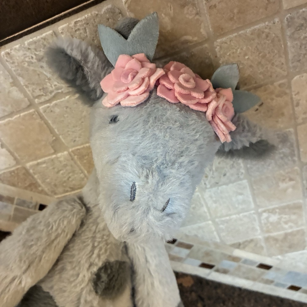 Lambs and Ivy Skylar Giraffe Plush Gray Pink Flowers Stuffed Animal Baby Nursey - Picture 9 of 15